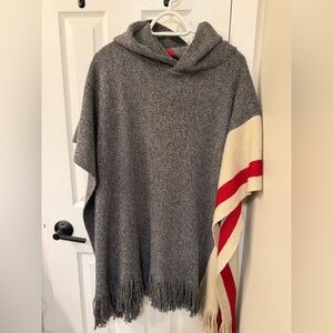Roots Gray Knit Hooded Poncho